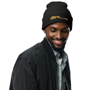 Gold Guitar Logo Waffle Beanie
